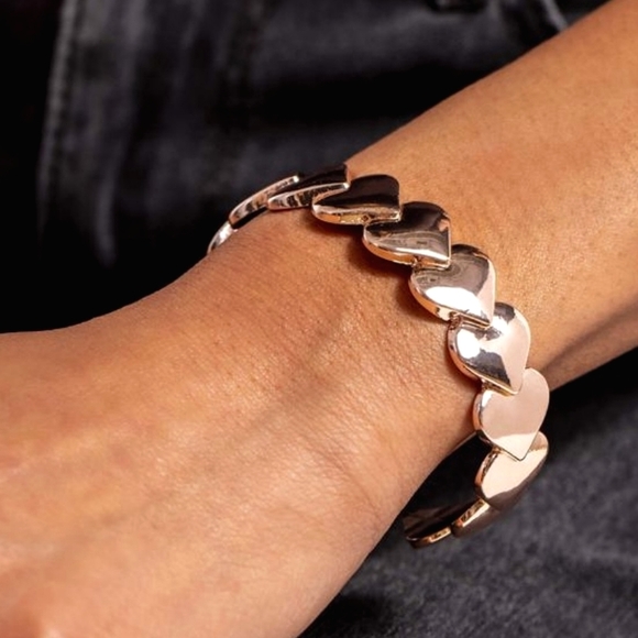 Rose Gold Heart Cuff Bracelet - Picture 2 of 2